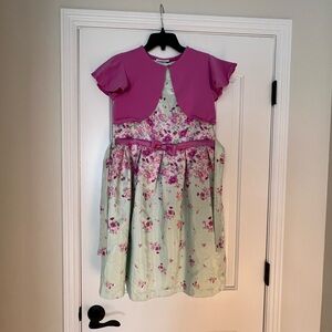 Bonnie Jean Pink and Green Floral Dress with Bolero